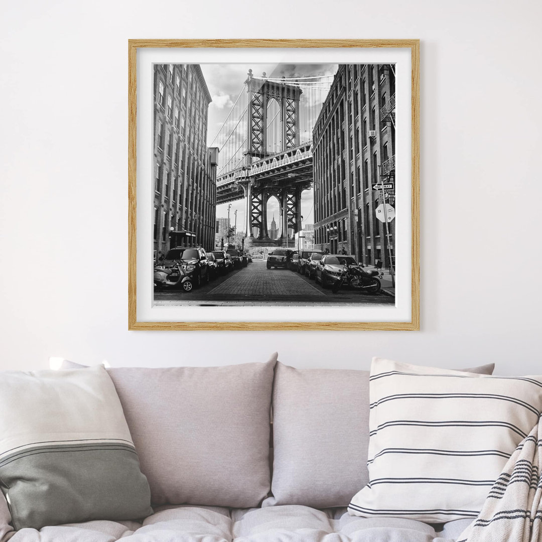 Gerahmter Grafikdruck Manhattan Bridge in America