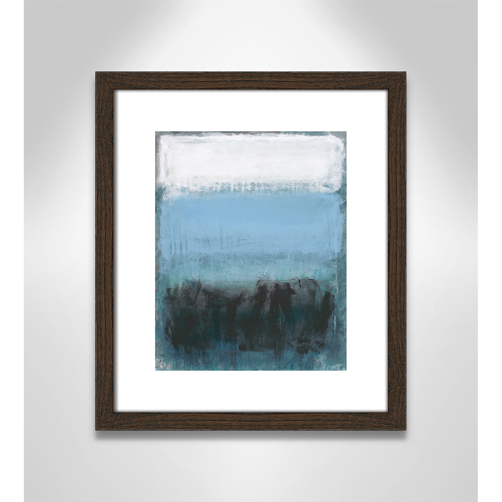 Arboles "Coastal Nightfall" Painting by Filippo Ioco, 15" H x 13" W x 0.75" D, Walnut Wood Grain Framed Paper, White