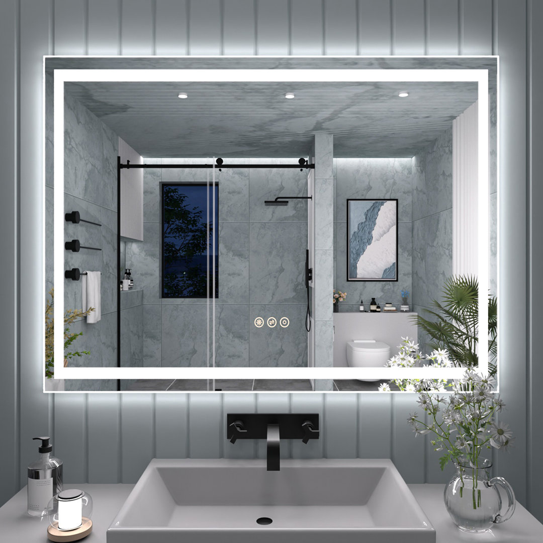 TMMV Frameless LED Light Anti-Fog Wall Bathroom Vanity Mirror In Polished Crystal Wrought Studio™