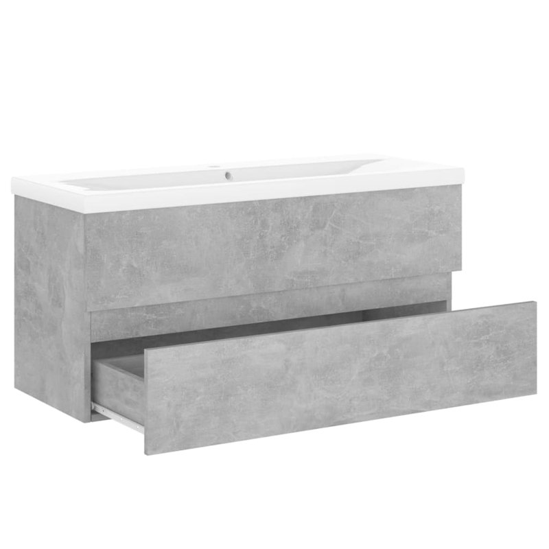 Ebern Designs Audreyonna 1000mm L x 385mm W Ceramic Rectangular Sink with Tap and Overflow, Concrete Grey