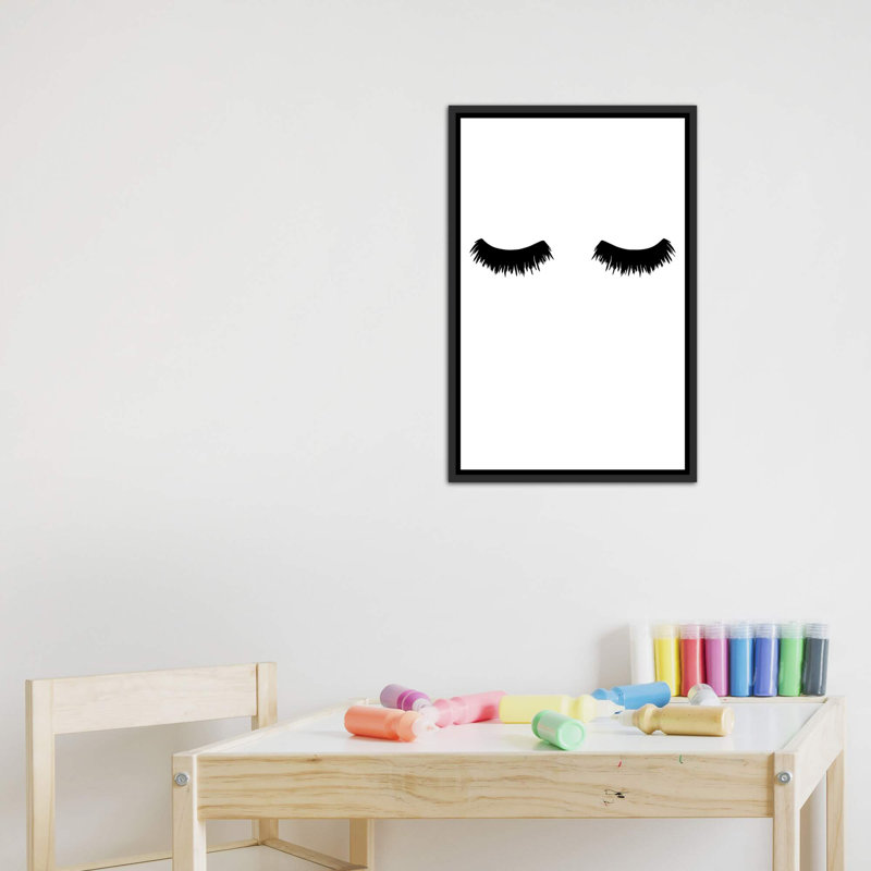 Lash Bold - impression d'art graphique, Pas de tapis, H 26 po x l 18 po x 1,5 po, Toile avec cadre noir patiné