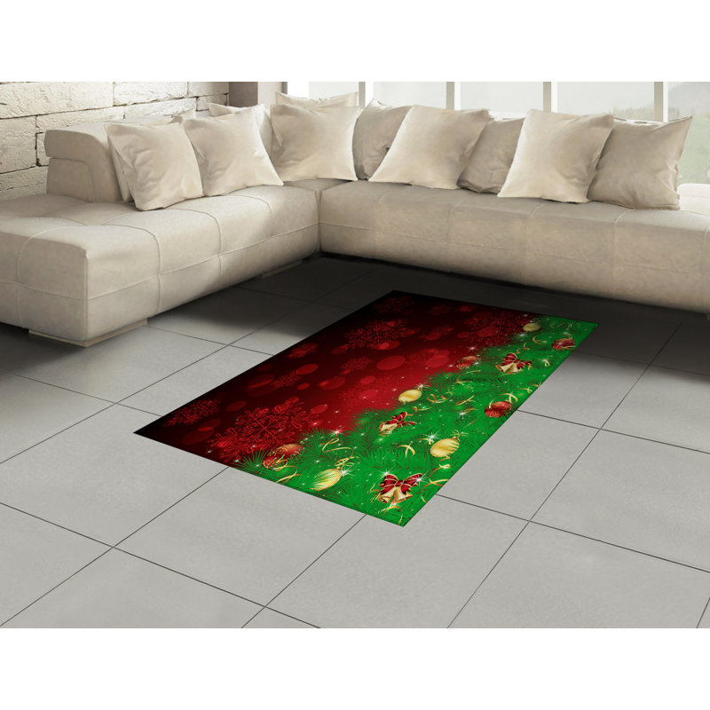 Tapis décoratif de Noël à haute densité en fibres de polyester à longs fils, Rectangle— 4 pi x 5 pi 8 po
