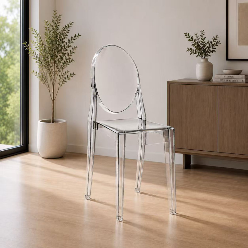 Alfonzo Modern Contemporary Art Deco Stackable Stacking Molded Acrylic Luctie photography Kitchen Dining Chair Side Armless Desk Patio Indoor Outdoor