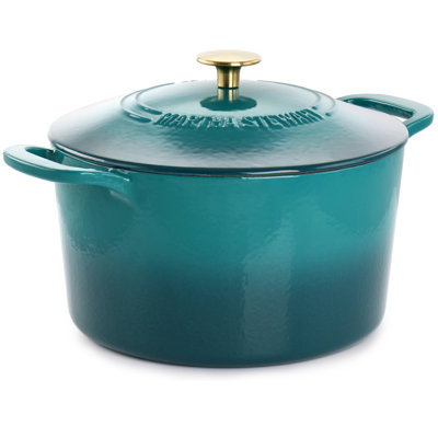 Martha Stewart 7 Quart Enameled Cast Iron Dutch Oven With Lid In Yellow Ombre