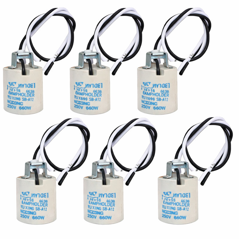 Luminaire à culot moyen en céramique 6 pièces E26 avec fil 18 AWG 6 pièces