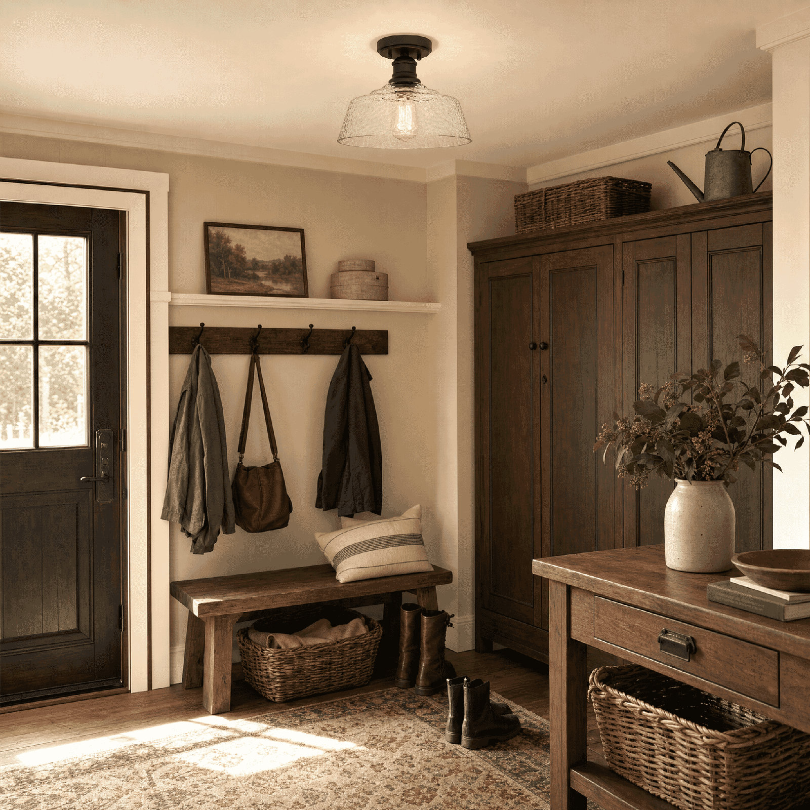 Lindholm Single Light Bronze Semi Flush Mount, Oil Rubbed Bronze