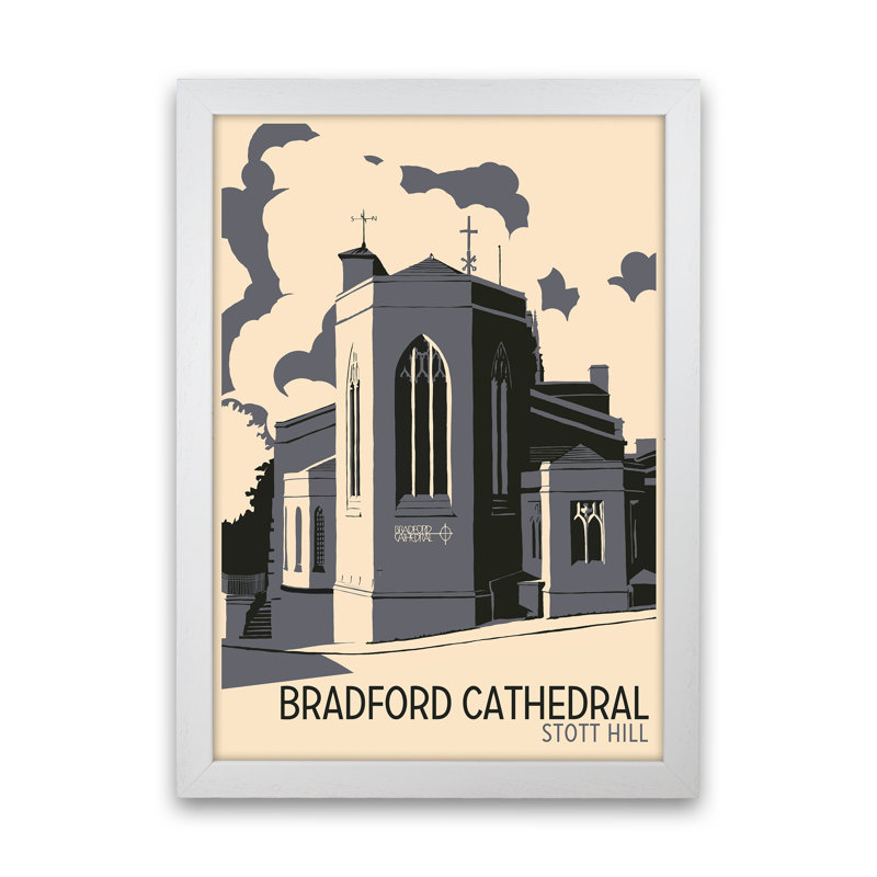 Bradford Cathedral, Stott Hill by Richard O'Neill - Print, White Framed, 34cm H x 25cm W x 3cm D