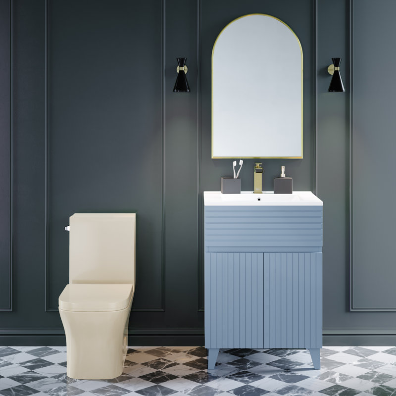 Toilette carrée encastrée à gauche à une pièce Concorde 1,28 gpc en bisque, Bisque, Gauche