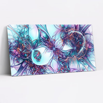 Art abstrait abstrait avec art mural fractal, cyan et tourbillons mauves