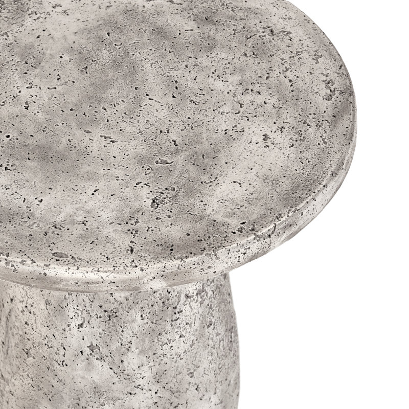 Gray Concrete Round Pedestal Outdoor Side Table
