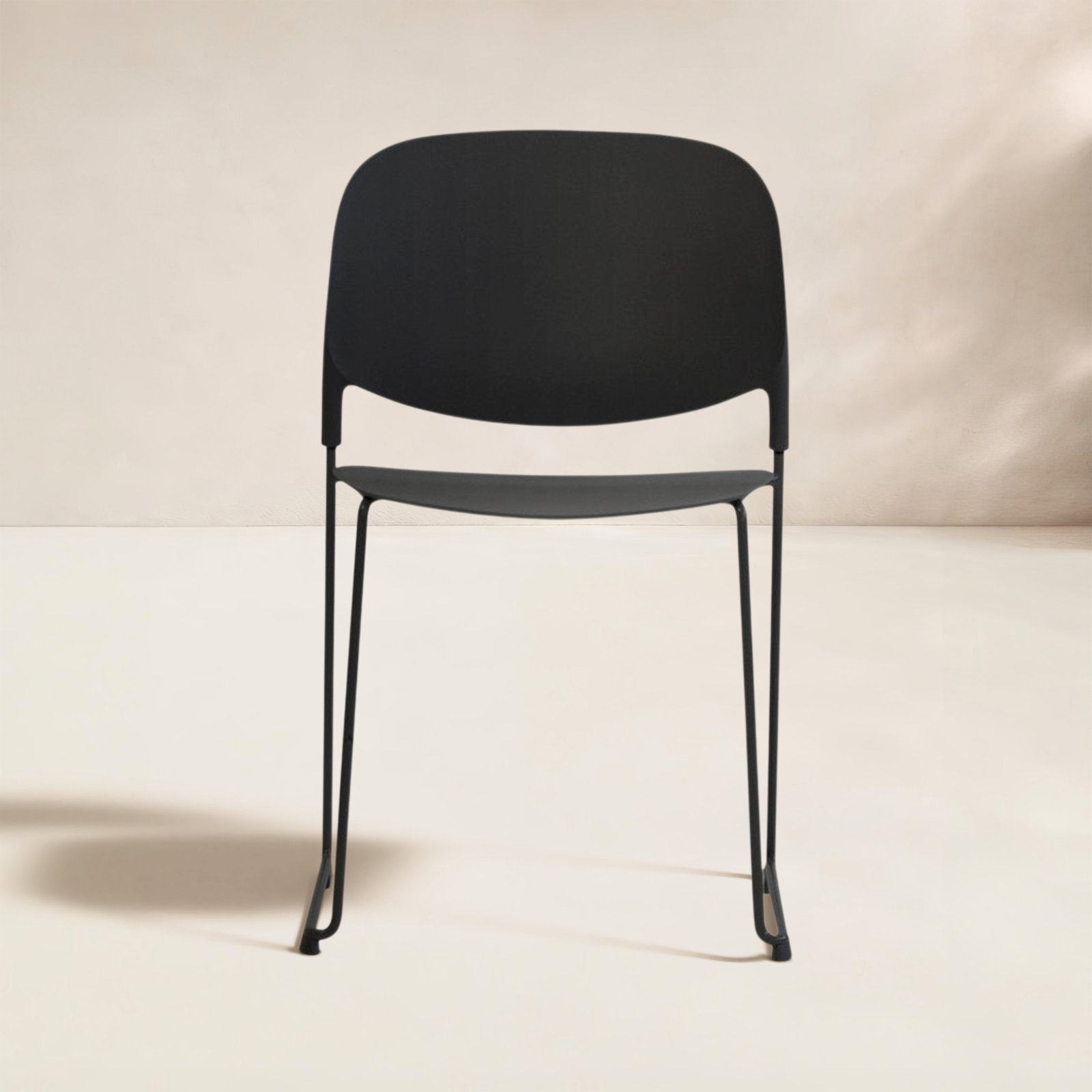 Calvin Premium All-Weather Wicker Outdoor Stacking Dining Side Chair with Cushion, Black