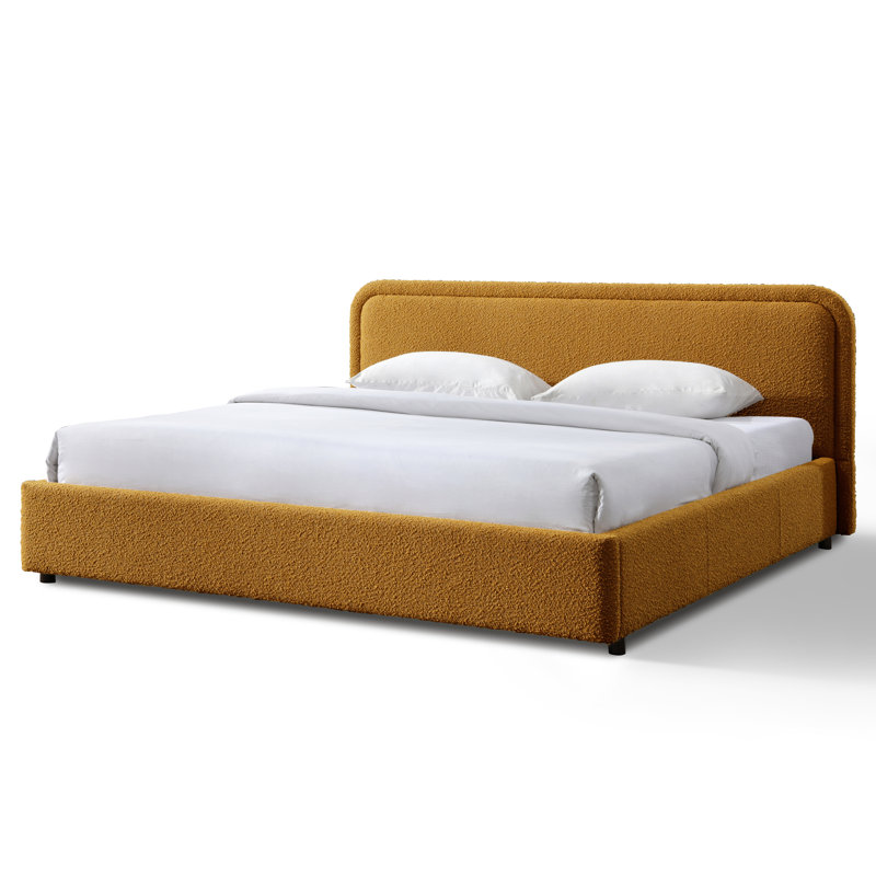 Lit plateforme Baneza, Très grand, Mustard Boucle