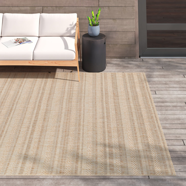 Wade Logan® Carllene Bellino Striped Tan Indoor/Outdoor Area Rug ...