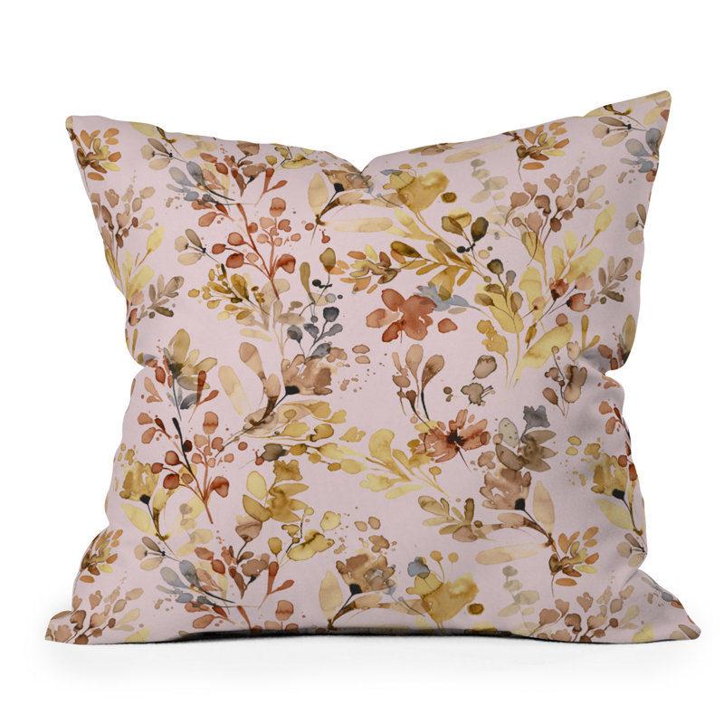  Coussin décoratif floral intérieur / extérieur en polyester, 18 po x 18 po