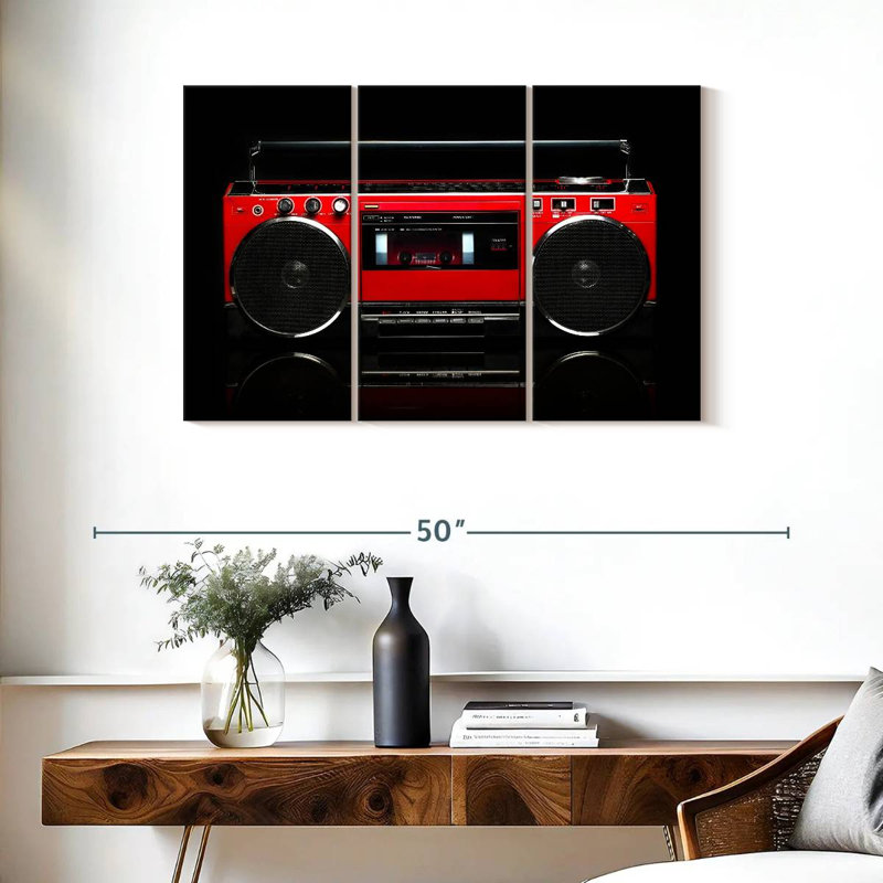 Abarca Retro Red Boom Box, 24" H x 38" W