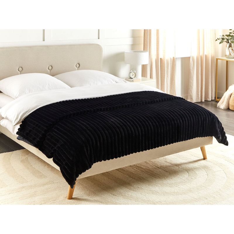 RAKYA Polyester Striped Bedspread, Black