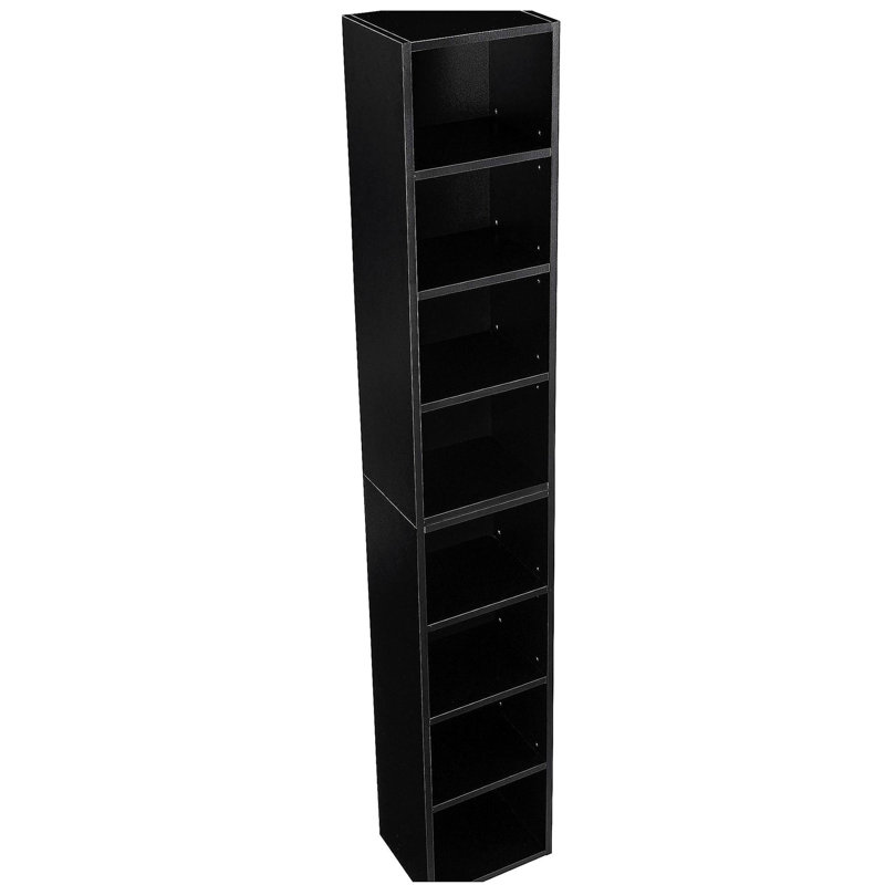 8-Tier Media Tower Rack, Slim Storage Cabinet with Adjustable Shelves, Tall Narrow Bookcase Display Bookshelf, Multi-functional double-decker bookcase