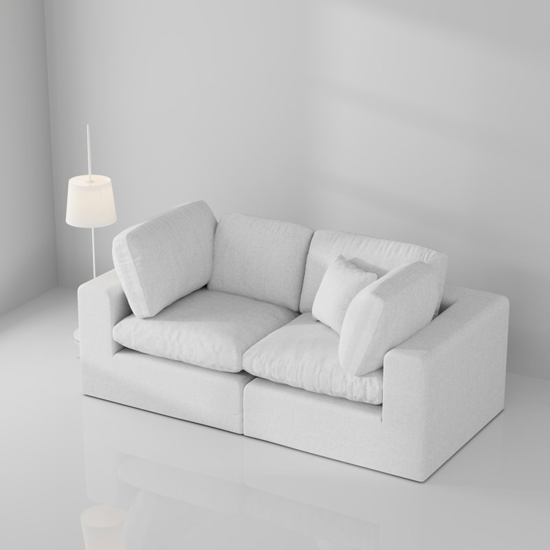 Canapé modulaire 2 pièces Jossa, Polyester blanc
