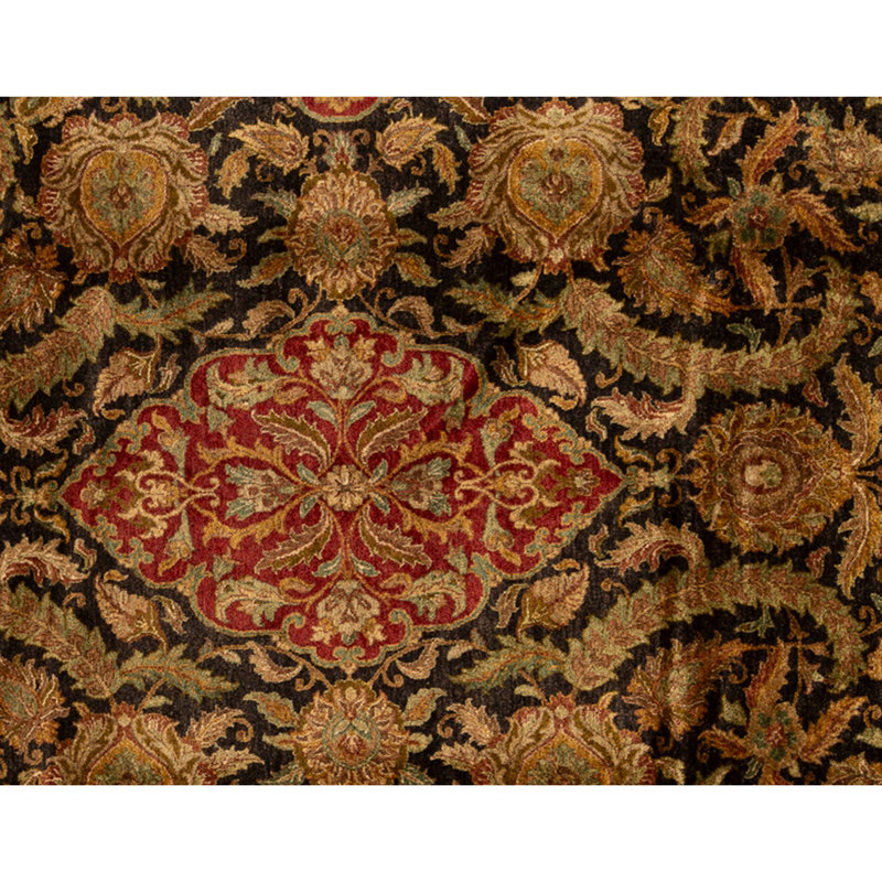 High-Quality Hand-Knotted Black And Red Area Rug