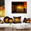 Coucher de soleil typique africain avec girafe - coussin à imprimé paysage-464665481-464665493