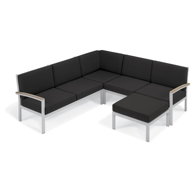 Travira Square Outdoor Ottoman Patio Ottoman, Jet Black