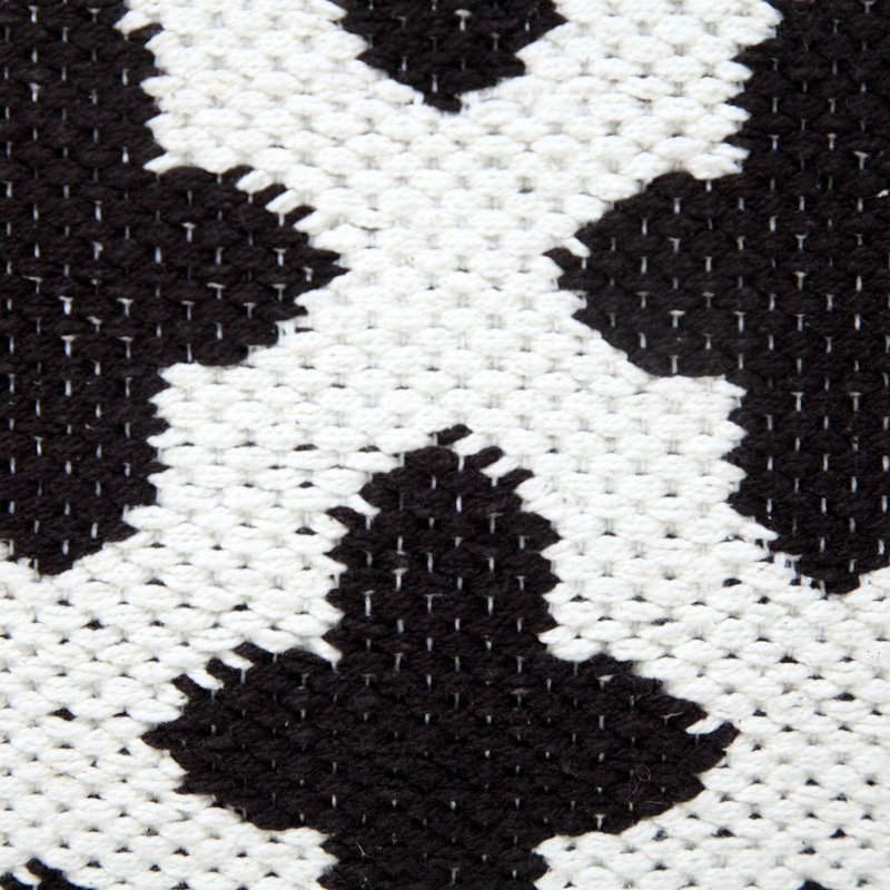 Housse de coussin décorative en coton mélangé à motifs géométriques blancs et verts, Noir et blanc