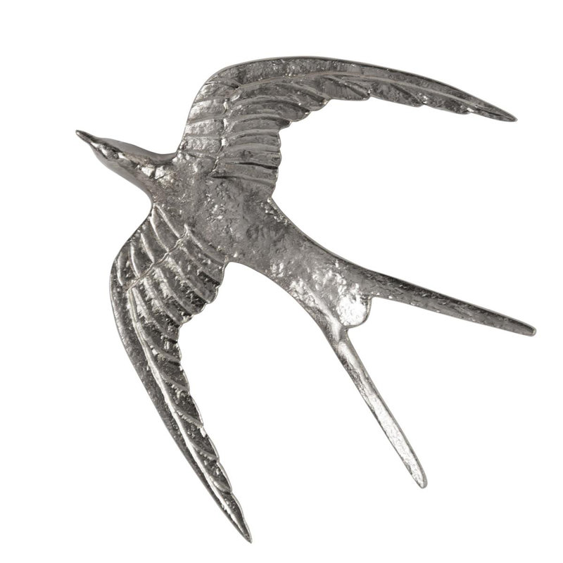 Set Of Three Nickel Birds In Flight, Silver