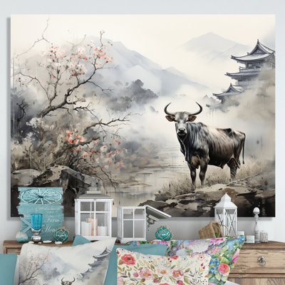 «Asian Art Cow Sumi» - reproduction d'art