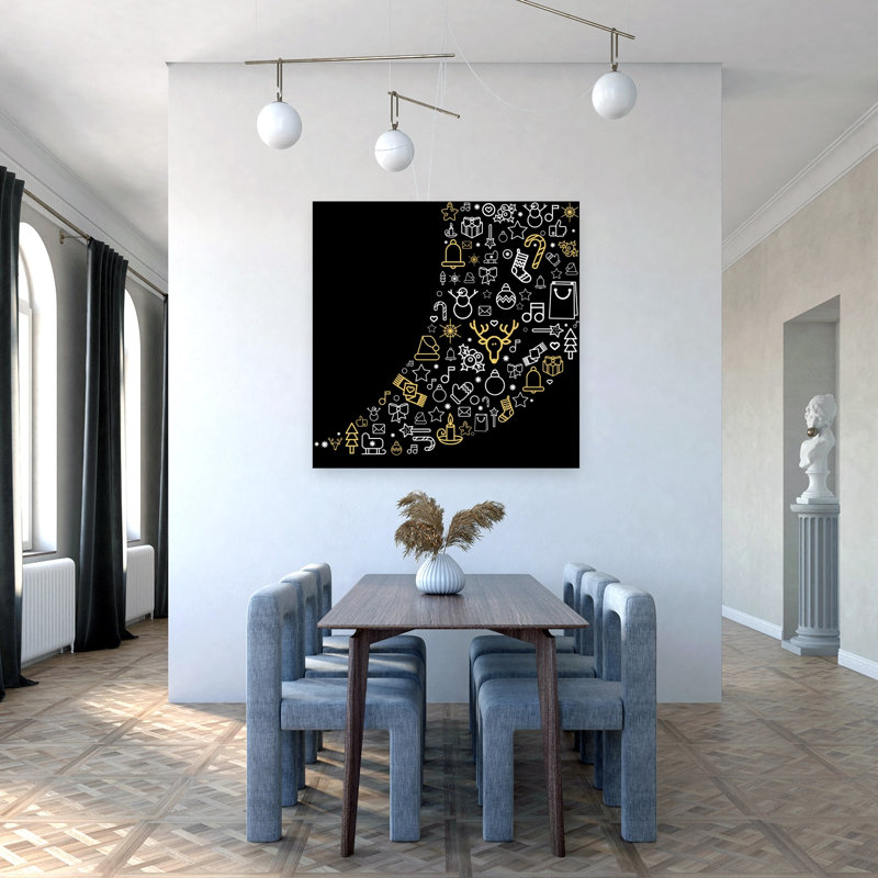 Arbre de Noël noir noir abstrait arbre minimaliste, impression d'art mural, 48" H x 48" W