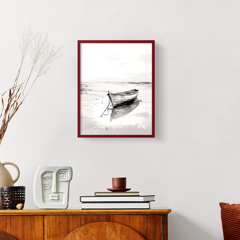 NAUTICAL Series CDLXXXVI  -Premium Framed Print -Ready to Hang - No Nails Required, Red, 11" H x 9" W