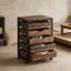 Commode mobile avec rangement, commode à tiroirs de style industriel, support pour imprimante, unité de rangement de bureau