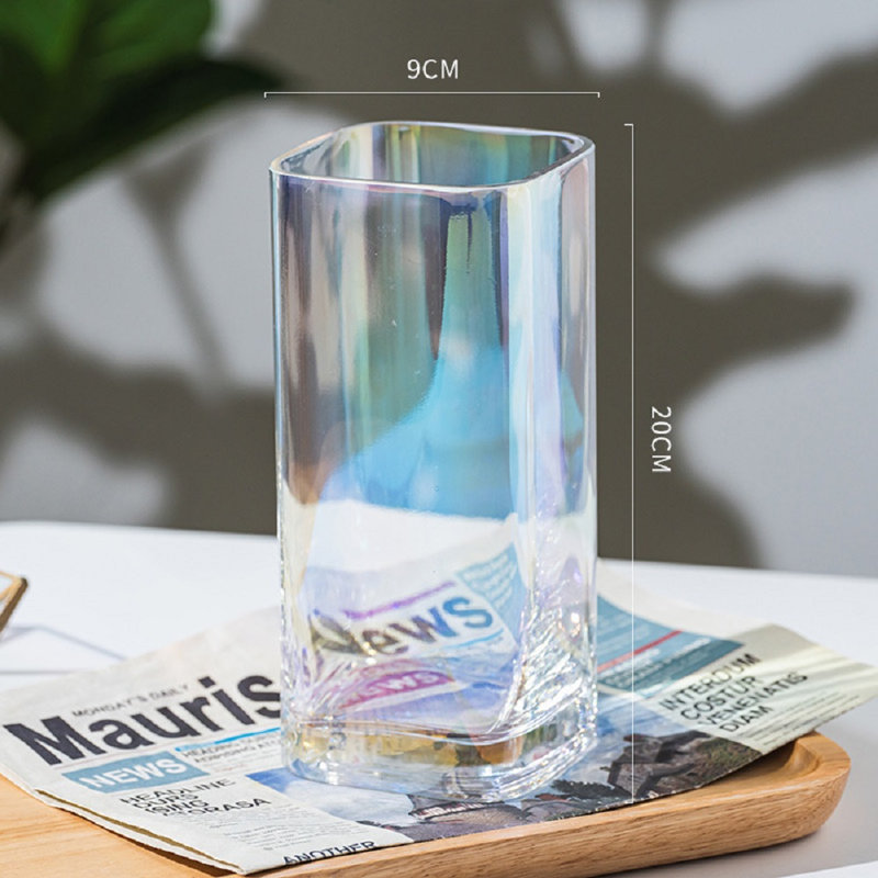 Cylinder Glass Flower Vase For Table Centerpiece Wedding Party Home Decor, Rainbow