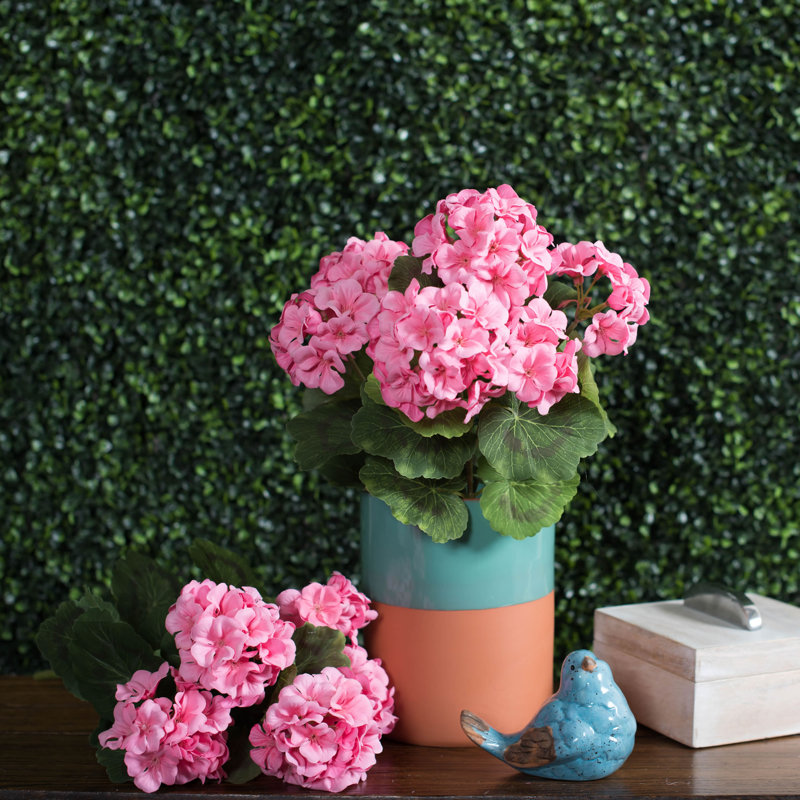 19.5" Artificial Geranium Bush, Coral