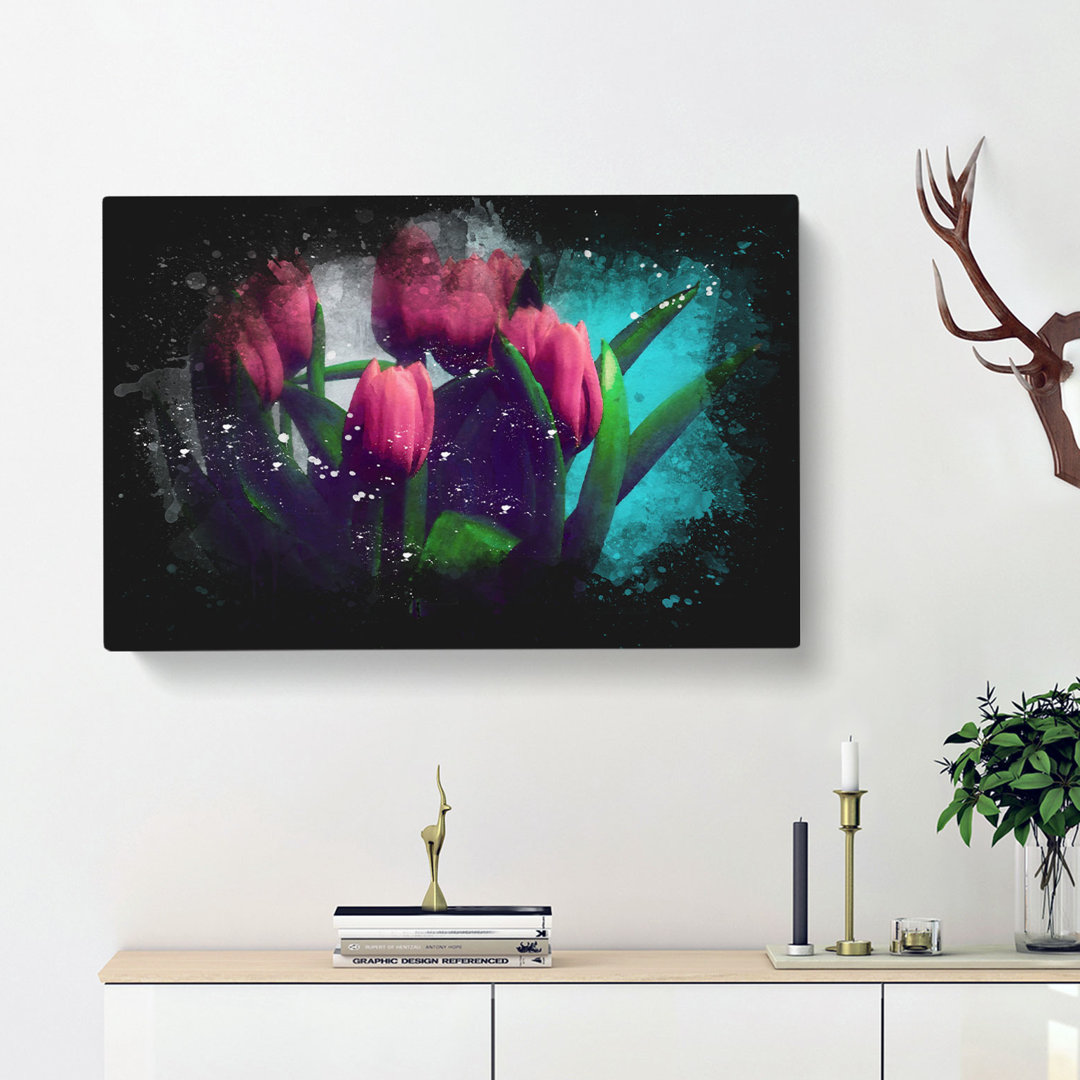 Bouquet Of Red Tulips - Wrapped Canvas