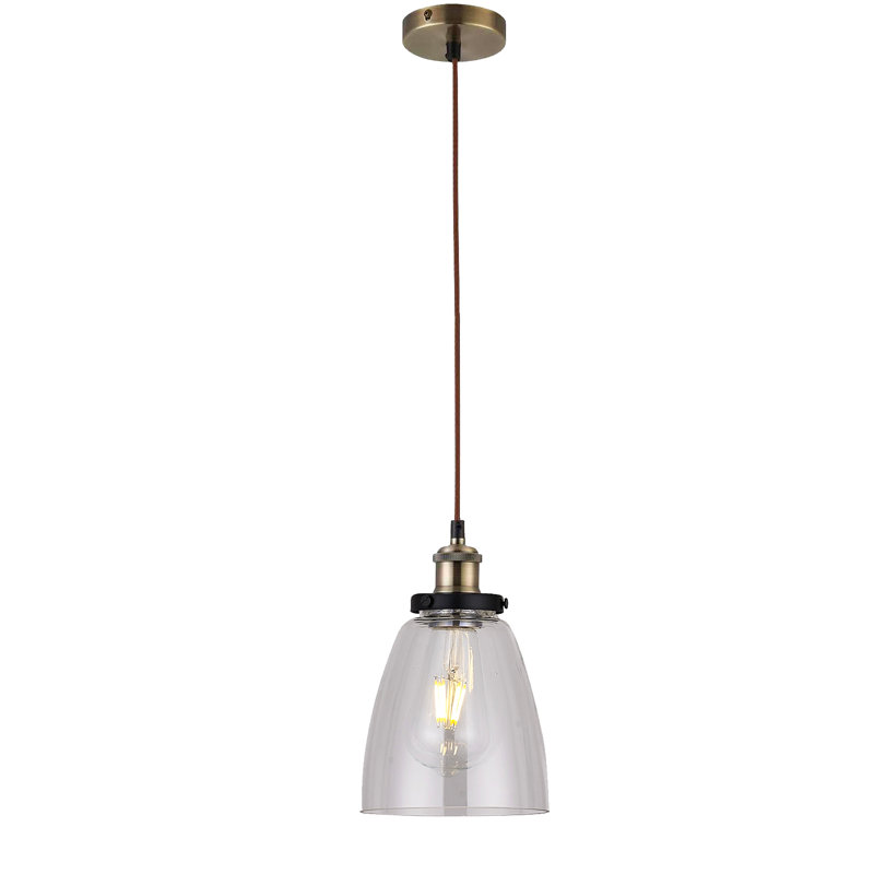 Calista 1 - Light Single Pendant, Clear, Antique Brass