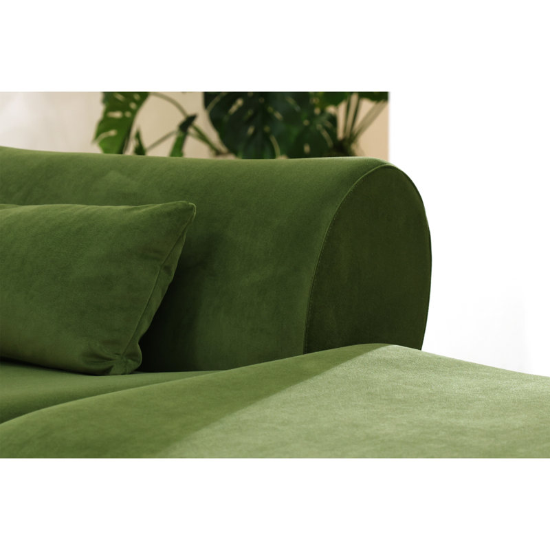 Vivienne Collection Luxury L-shape Sectional Sofa, Green Velvet