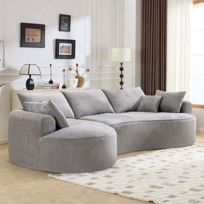 Canapés modernes en chenille spacieux, tissu gris, design artistique pour la maison