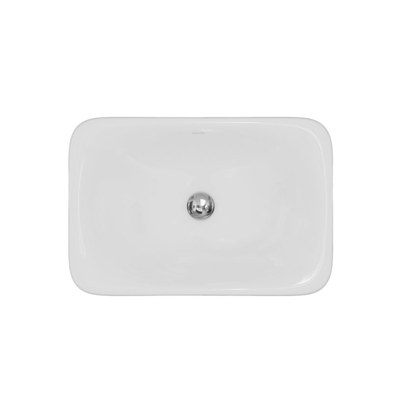 Poignées Karran Valera Lavabo de salle de bain rectangulaire en porcelaine vitrifiée à fixation supérieure