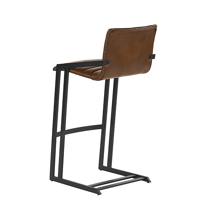 Webber Upholstered Stool with Metal Frame, Bar Stool (30" Seat Height), Black Faux Leather