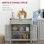 Buffet buffet avec tiroir de rangement, armoire de cuisine de ferme moderne avec 2 portes de grange, armoire à café, gris