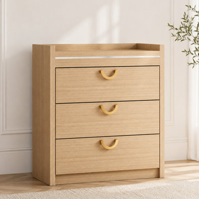 Brighton 3-Drawer Accent Chest, Modern Wood Dresser with Honeycomb Core for Bedroom, Living Room & Entryway, 27.6" Wide