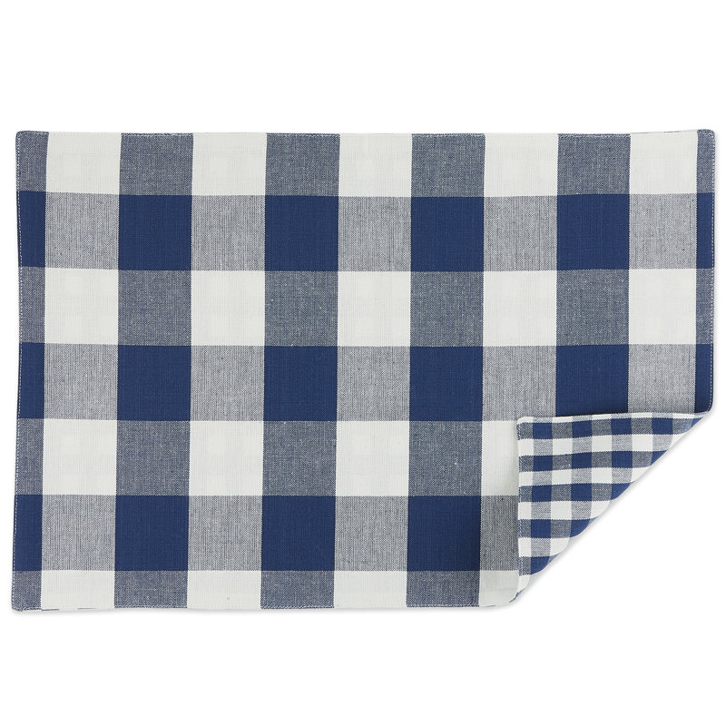 Ensemble de napperon en coton 4 pièces Fairley, Marine/ Blanc cassé
