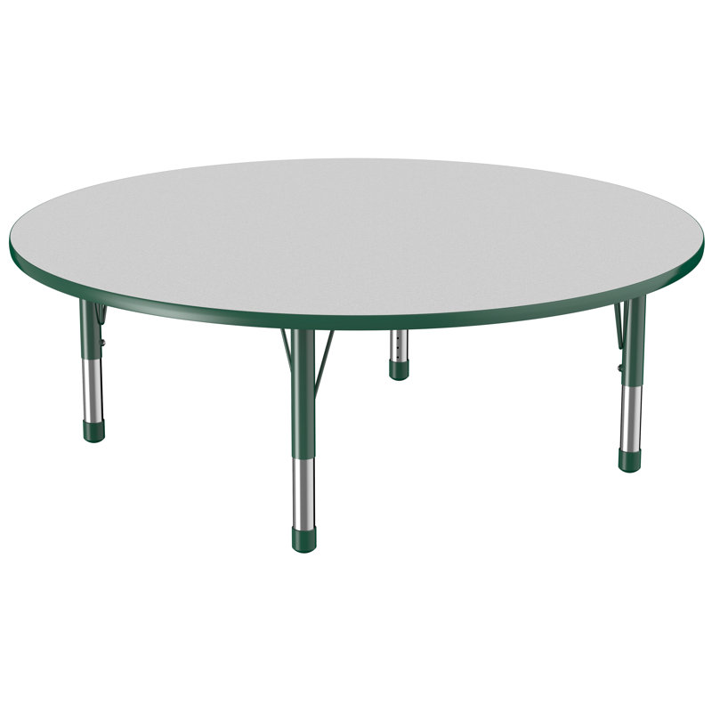 Table ronde à hauteur réglable, H 24 po x L 60 po x l 60 po, Gris / vert, Épais