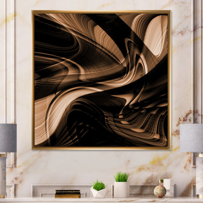 Art abstrait abstrait vague brune - art mural moderne sur toile