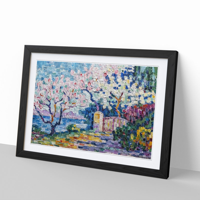 Blossoming Almond Trees by Paul Signac - Framed Print, Black, 48cm H x 65cm W x 2cm D