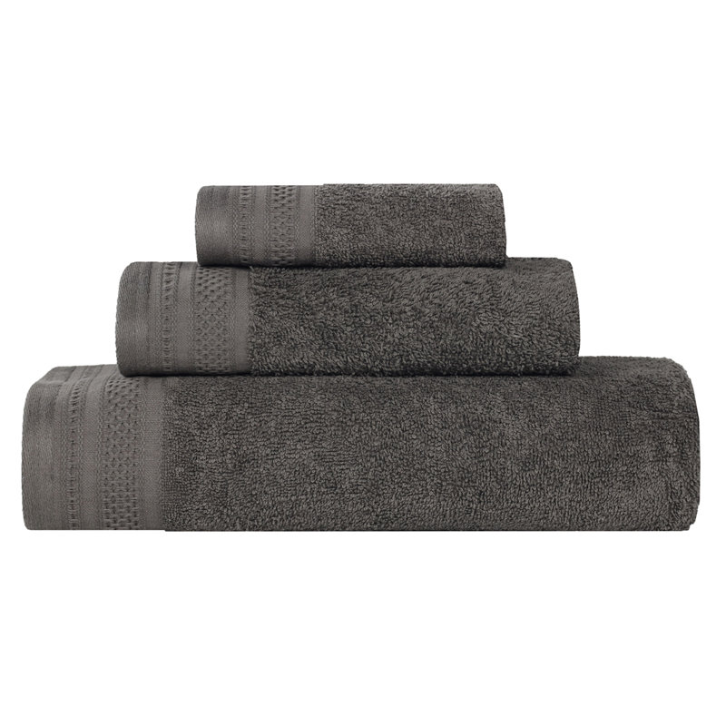 Ensemble de serviettes 3 pièces en coton gaufré Honeycomb, Métal industriel