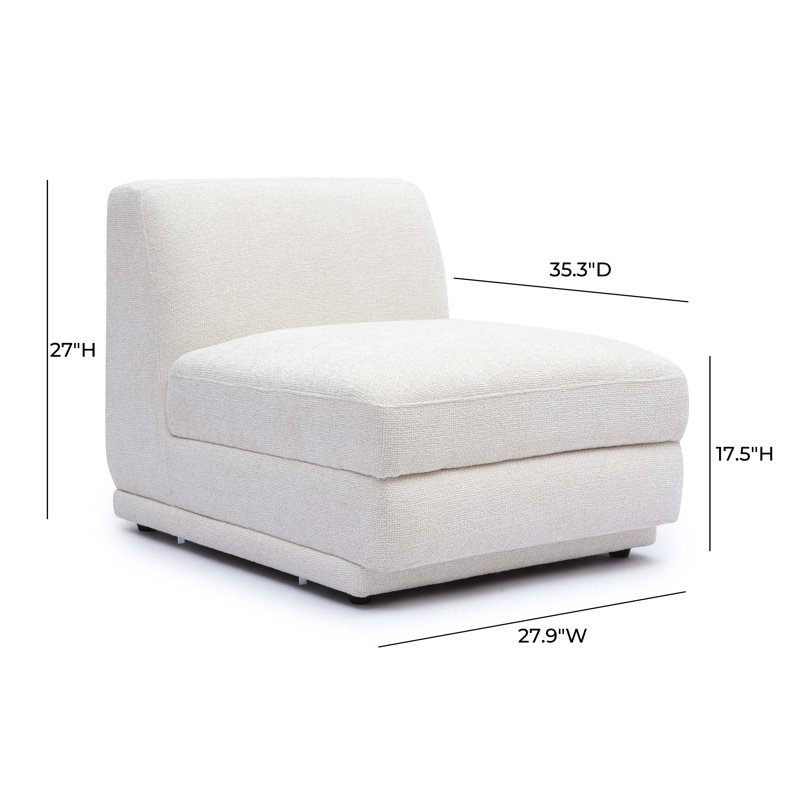 Frome Cream Chenille Modular Armless Chair
