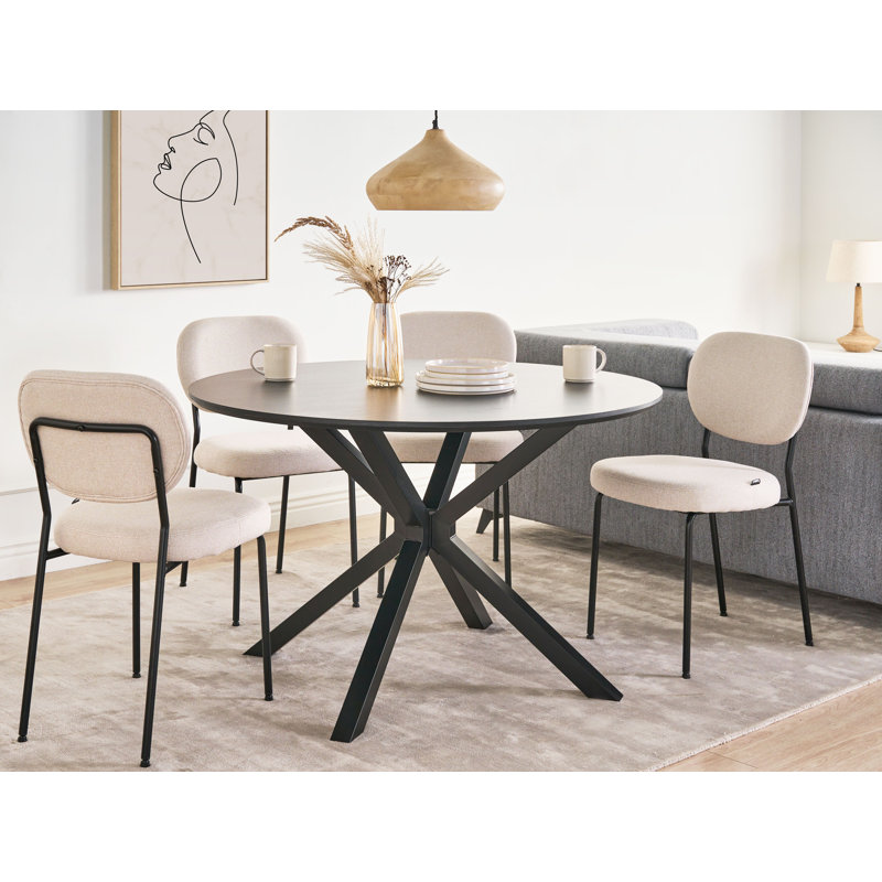 Round Metal Base Dining Table, Black
