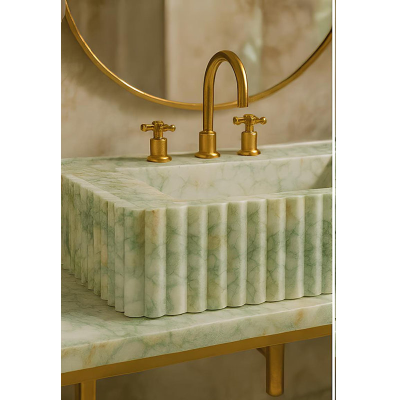 Lavabo de meuble-lavabo en marbre Calacatta Verde