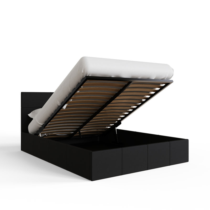 Beaird Upholstered Ottoman Storage Bed, Small Double (4'), Black